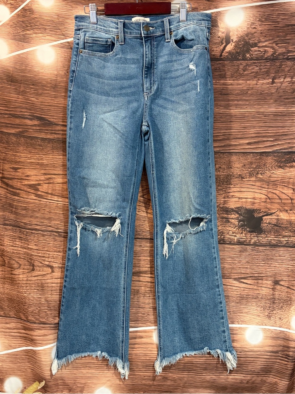 Peek Distressed Light Blue Wide-Leg Jeans